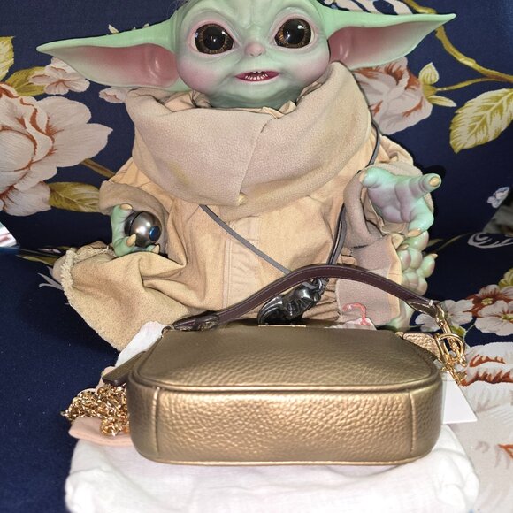 COACH Metallic/Iridescent dark gold/Pyrite Leather NOLITA 15 mini bag - Picture 6 of 10